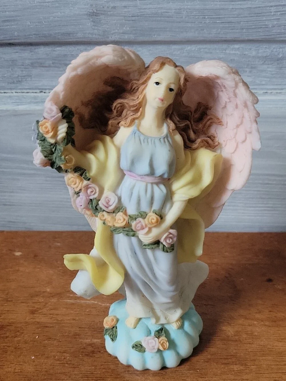 Hand-Painted Angel Figurine in Pastel Colors - Decorative Home Accent